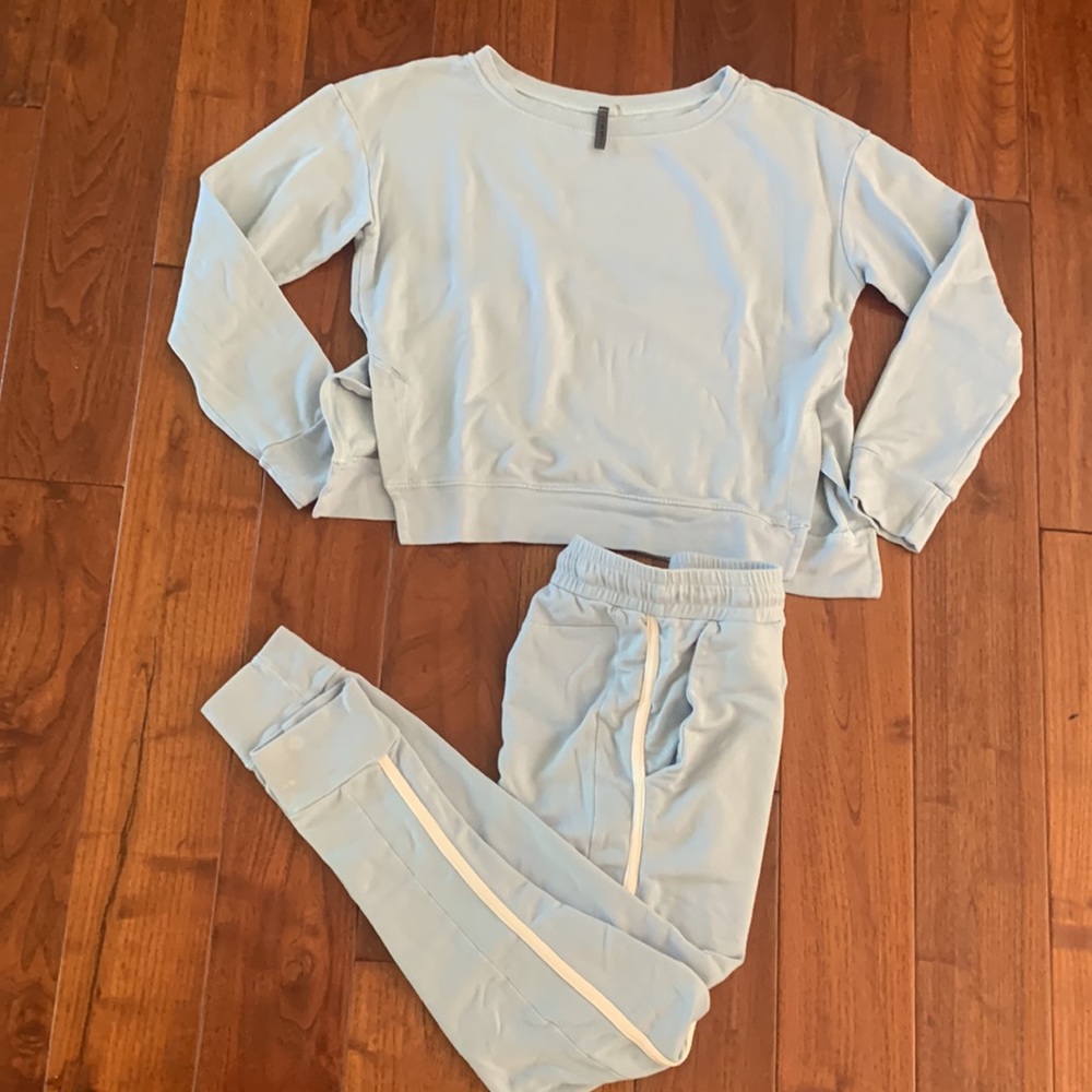 Vimmia Luxury Loungewear Set Womens M Blue Sweatshirt Joggers Matching Tracksuit